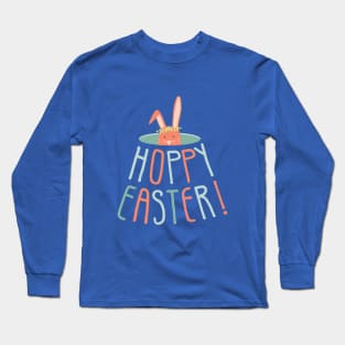 Funny Hoppy Easter Bunny Pun With Cute Colorful Cartoon Long Sleeve T-Shirt